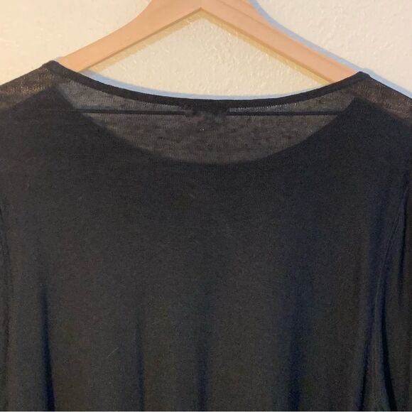 J. JILL Tunic 59% Linen Blend Women’s XL Black Long Bell Sleeve Slit Scoop Neck. - Picture 5 of 15